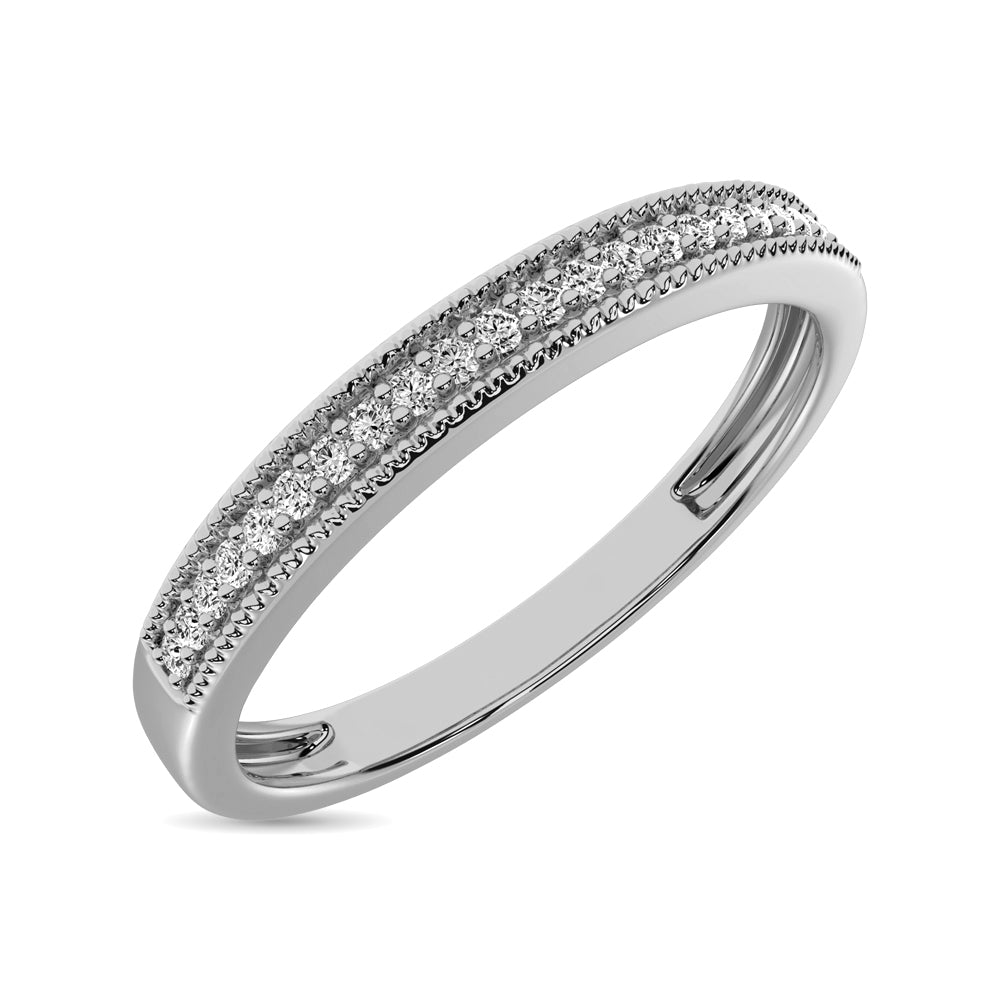 10K White Gold 1/10 Ct.Tw. Diamond Wedding Band Ring