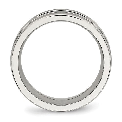 Stainless Steel & Black CZ Band