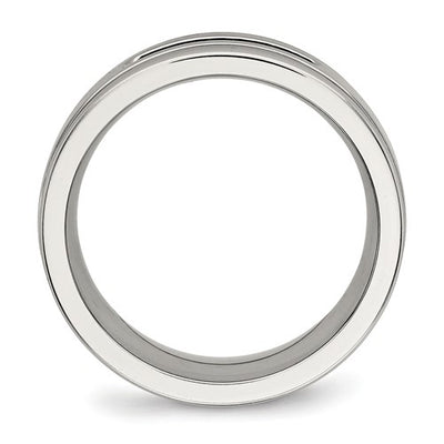 Stainless Steel & Black CZ Band