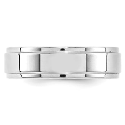 White Gold Step Edge Band