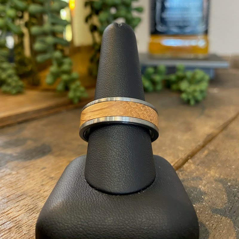Reclaimed Whiskey Barrel & Tungsten Band
