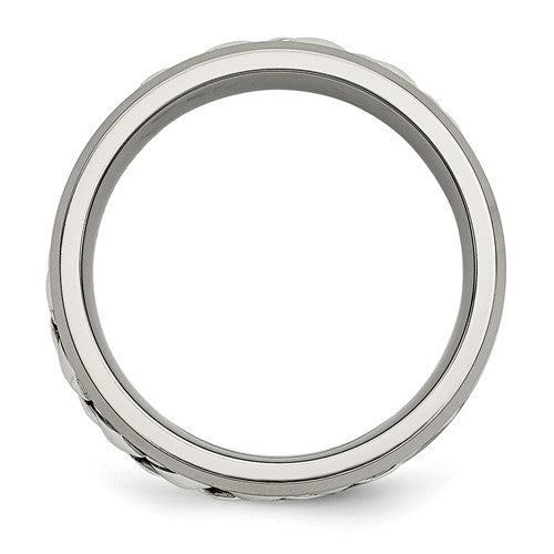 Diamond, Titanium & Sterling Silver Band