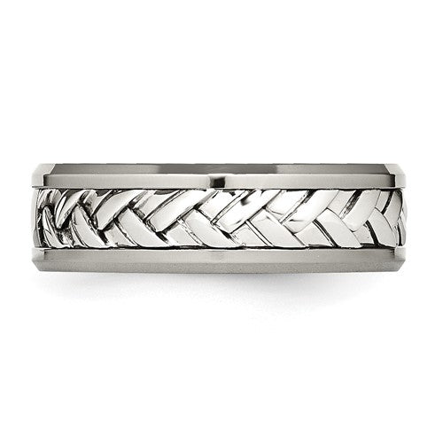 Diamond, Titanium & Sterling Silver Band