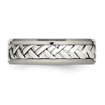 Diamond, Titanium & Sterling Silver Band