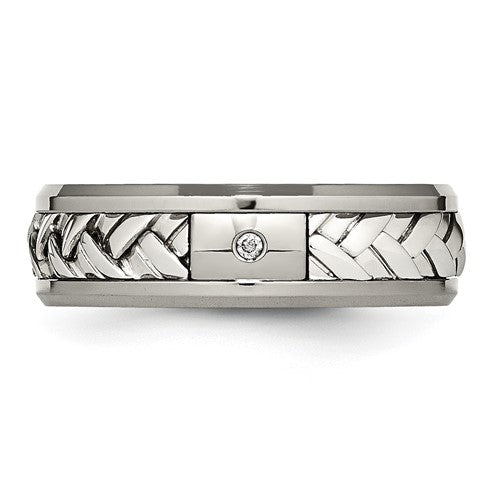 Diamond, Titanium & Sterling Silver Band