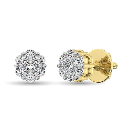 Diamond 1/4 Ct.Tw. Cluster Earrings in 14K Yellow Gold