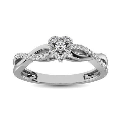 10K White Gold 1/5 Ct.Tw. Diamond Heart Ring