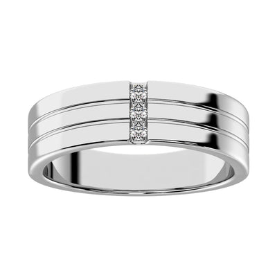 Diamond 1/10 Ct.Tw. Mens Machine Band in 10K White Gold