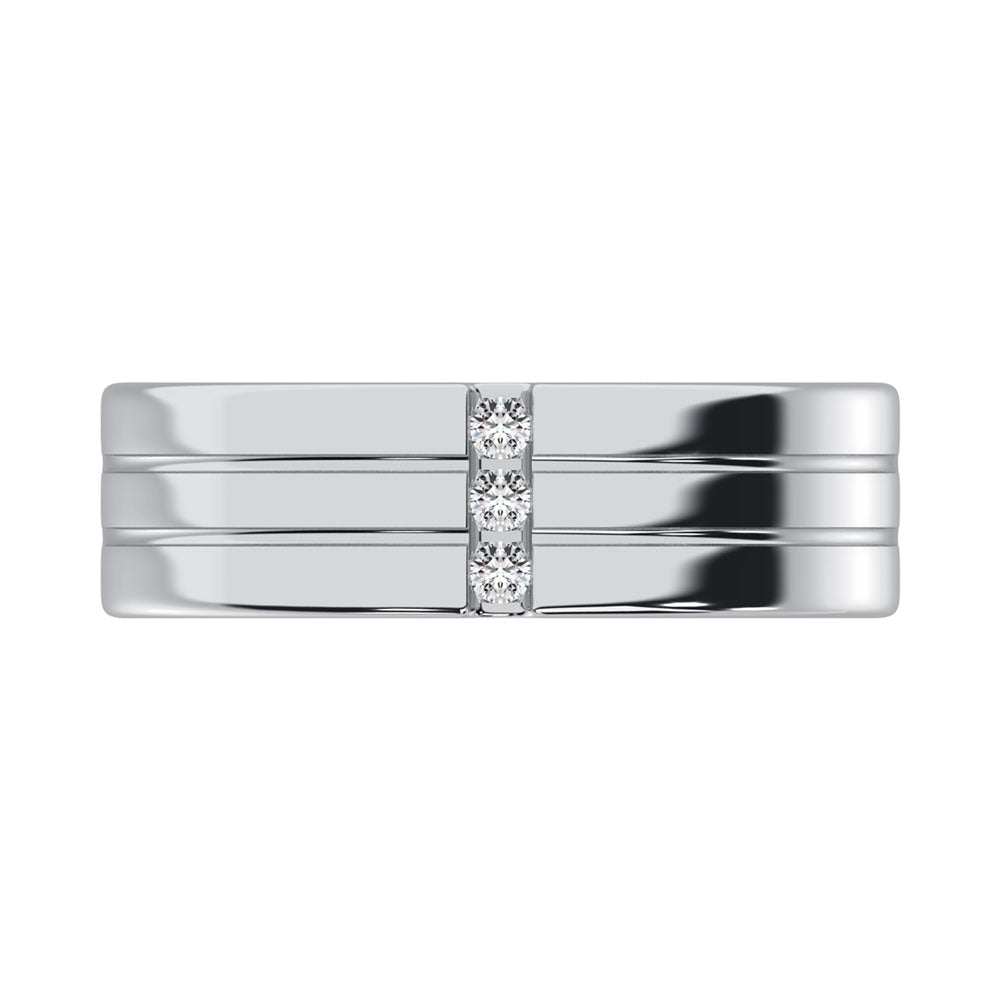 Diamond 1/10 Ct.Tw. Mens Machine Band in 10K White Gold