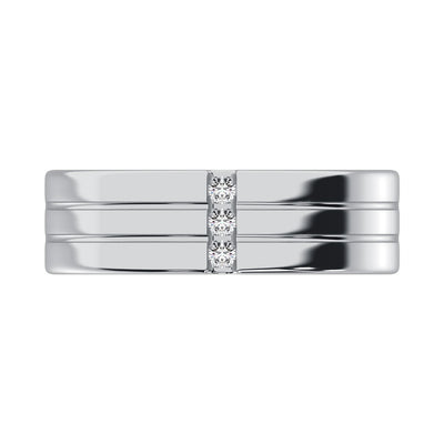 Diamond 1/10 Ct.Tw. Mens Machine Band in 10K White Gold