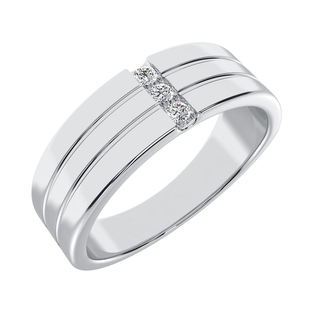 Diamond 1/10 Ct.Tw. Mens Machine Band in 10K White Gold