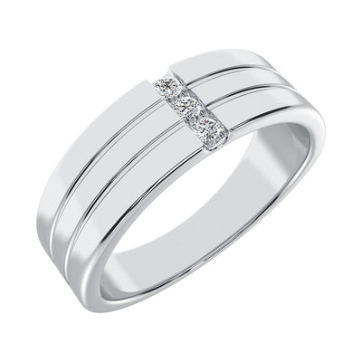 Diamond 1/10 Ct.Tw. Mens Machine Band in 10K White Gold