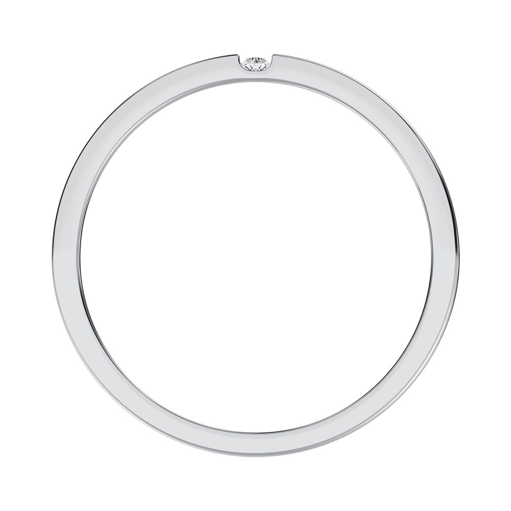 Diamond 1/10 Ct.Tw. Mens Machine Band in 10K White Gold