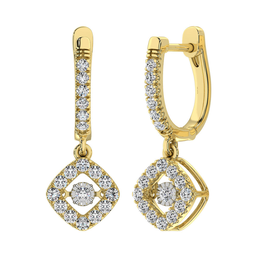 Diamond 5/8 Ct.Tw. Shimmering Hoop Earrings in 14K Yellow Gold