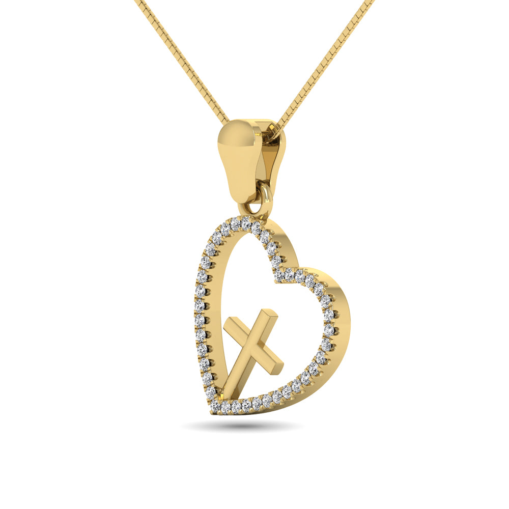 Diamond 1/10 Ct.Tw. Heart Pendant in 10K Yellow Gold
