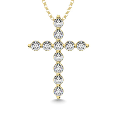 Shared Prong Diamond  1/5 Ct.Tw Cross Pendant.