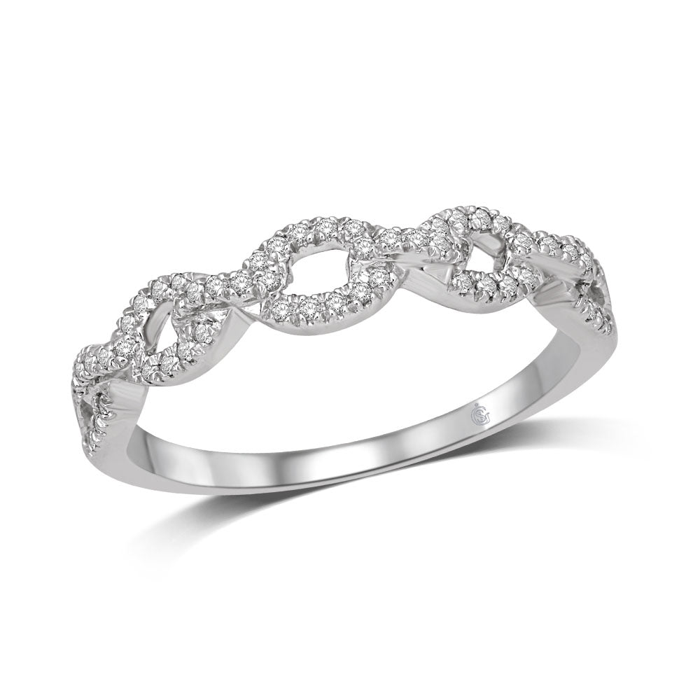 14K White Gold 1/6 Ct.Tw.Diamond Stackable Band