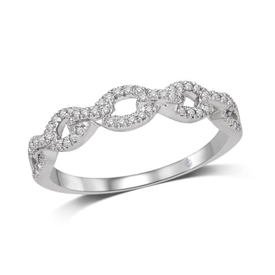 14K White Gold 1/6 Ct.Tw.Diamond Stackable Band