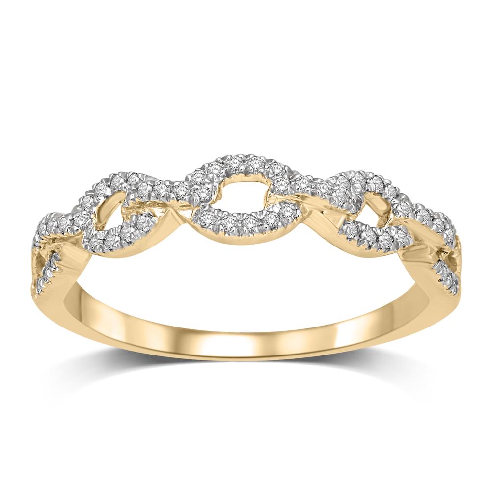 14K Yellow Gold 1/6 Ct.Tw.Diamond Stackable Band