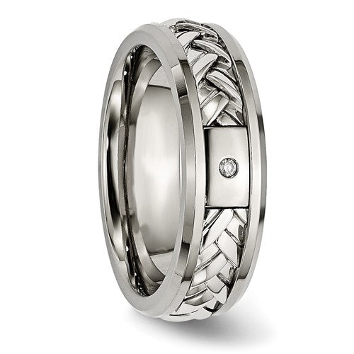 Diamond, Titanium & Sterling Silver Band