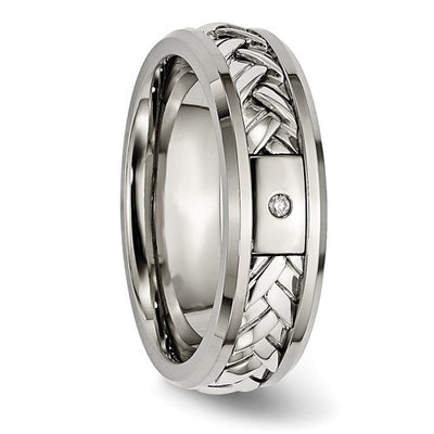 Diamond, Titanium & Sterling Silver Band