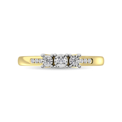 10K Yellow Gold 1/4 Ct.Tw.Diamond Three Stone Ring