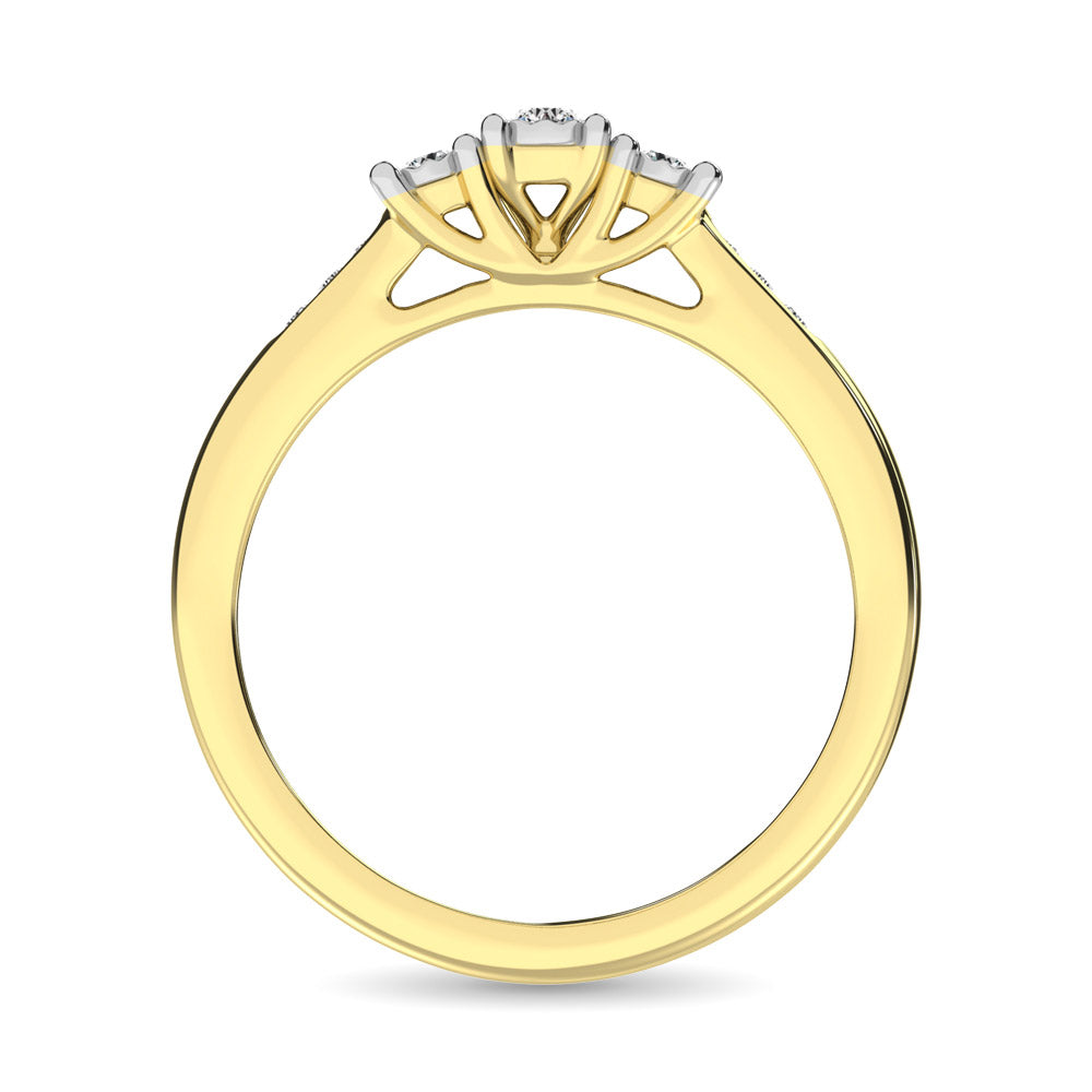 10K Yellow Gold 1/4 Ct.Tw.Diamond Three Stone Ring