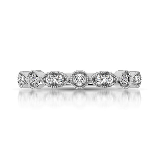 14K White Gold 1/8 Ct.Tw.Diamond Stackable Band
