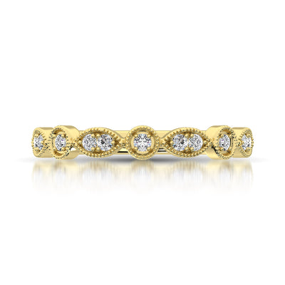 14K Yellow Gold 1/8 Ct.Tw.Diamond Stackable Band