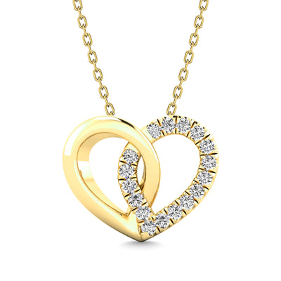 10K Yellow Gold 1/20 Ctw Diamond Heart Pendant