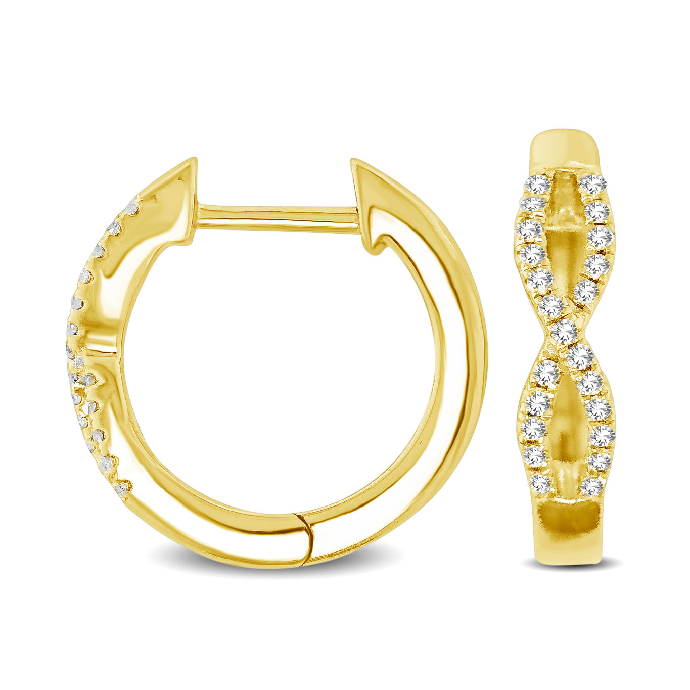 10K Yellow Gold 1/6 Ctw Diamond Hoop Earrings