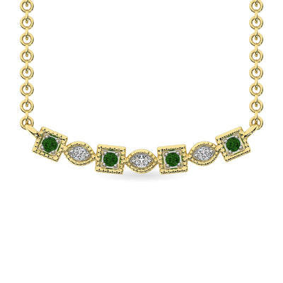 Diamond 1/10 Ct.Tw. and Tsaverite Necklace in 10K Yellow Gold