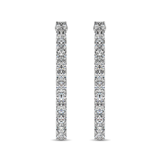 14K White Gold Diamond 3/4 Ct.Tw. In and Out Hoop Earrings