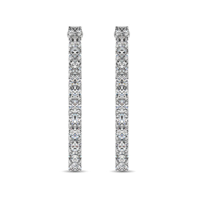 14K White Gold Diamond 3/4 Ct.Tw. In and Out Hoop Earrings