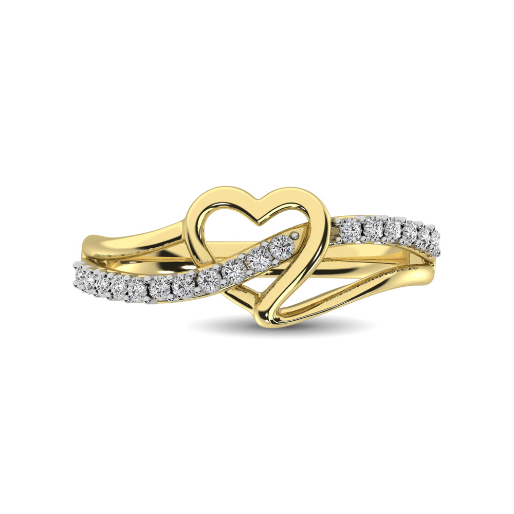 10K Yellow Gold 1/20 Ct.Tw. Diamond Heart Ring