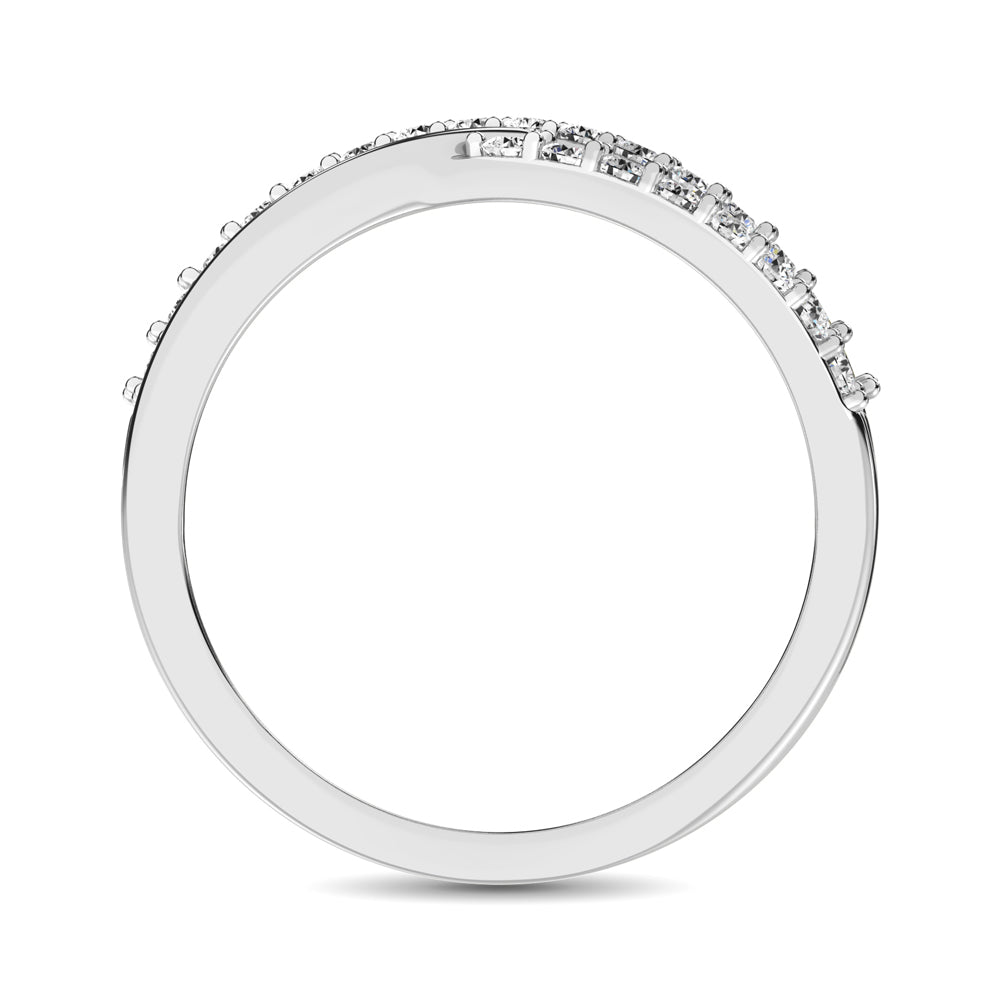 10K White Gold 1/10 Ct.Tw. Diamond Criss Cross Ring