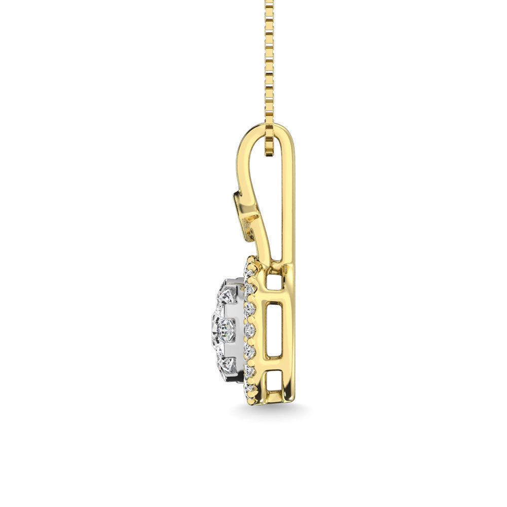 Diamond 3/8 Ct.Tw. Round Shape Cluster Pendant in 10K Yellow Gold