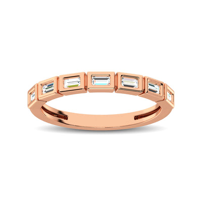 14K Rose Gold 1/4 Ct.Tw. Diamond Straight Buggete Stackable Band