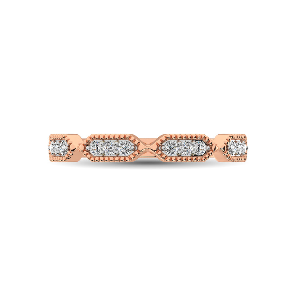 Beaded Style Band set with 1/6 Ctw Diamond in 14K Rose Gold