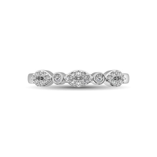 Round and Marquise Shape 1/6 Ctw Diamond Stackable Band