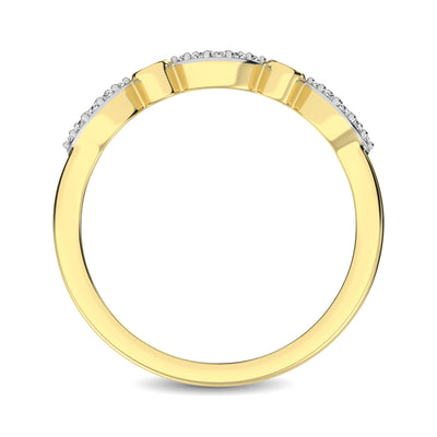 Round and Marquise Shape 1/6 Ctw Diamond Stackable Band in 10K Yellow Gold