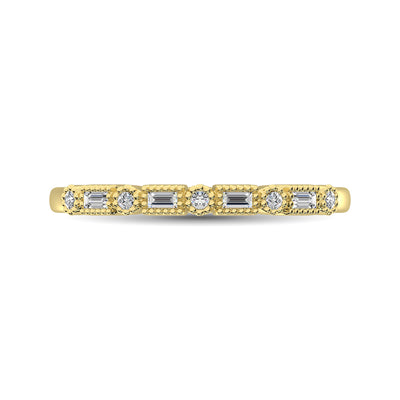 14K Yellow Gold 1/10 Ctw Round and Tapper Diamond Band Ring