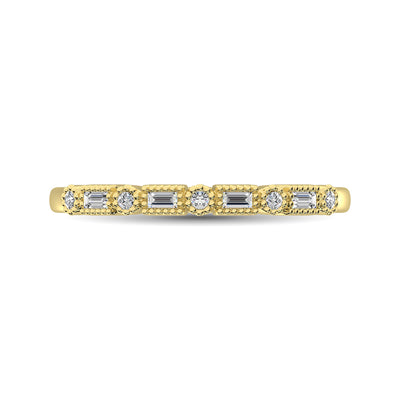 14K Yellow Gold 1/10 Ctw Round and Tapper Diamond Band Ring