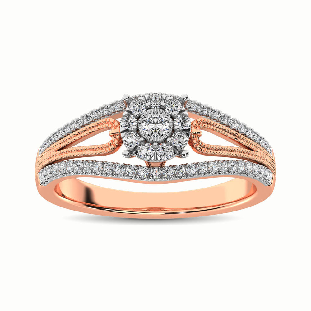 10K Rose Gold 1/3 Ct.Tw. Diamond Engagement Ring