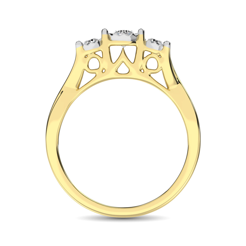 10K Yellow Gold 1/5 Ct.Tw. Diamond Three Stone Ring