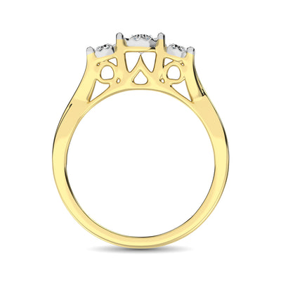 10K Yellow Gold 1/5 Ct.Tw. Diamond Three Stone Ring