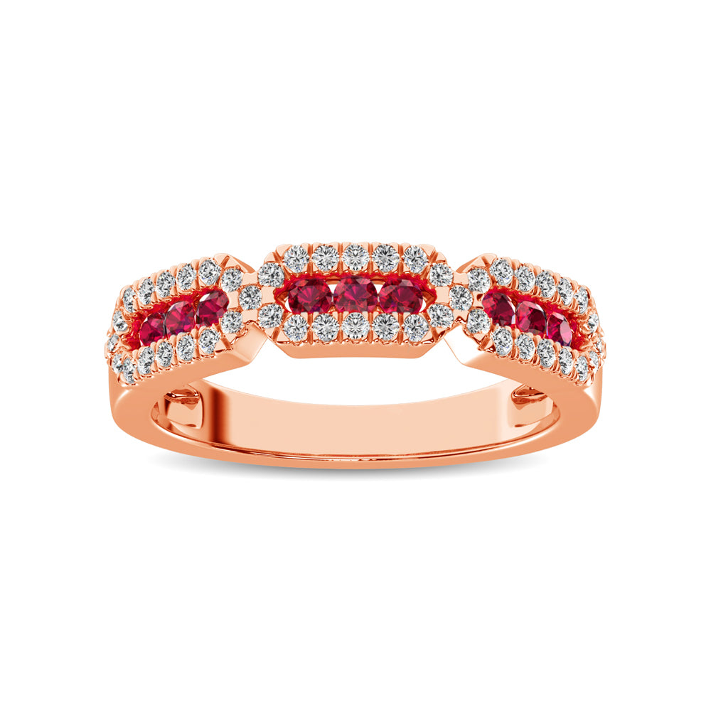 14K Rose Gold 5/8 Ct.Tw. Diamond & Ruby Stackable Band