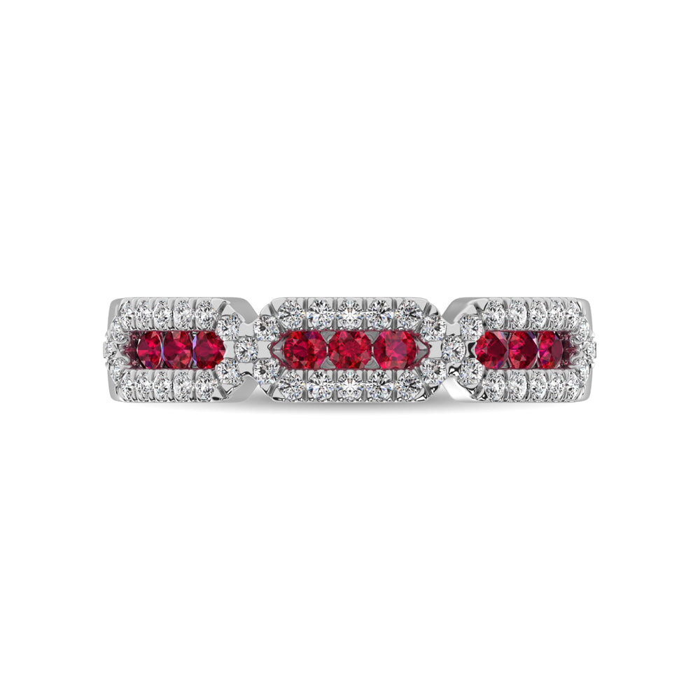 14K White Gold 5/8 Ct.Tw. Diamond & Ruby Stackable Band