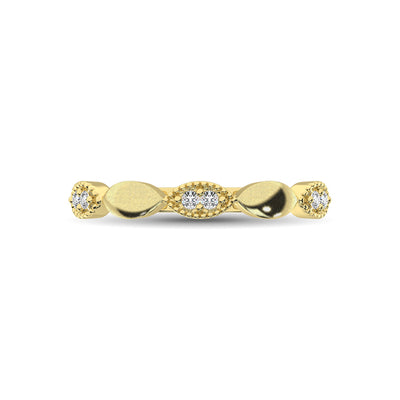 14K Yellow Gold 1/10 Ct.Tw. Diamond Marquise Shape Stackable Band
