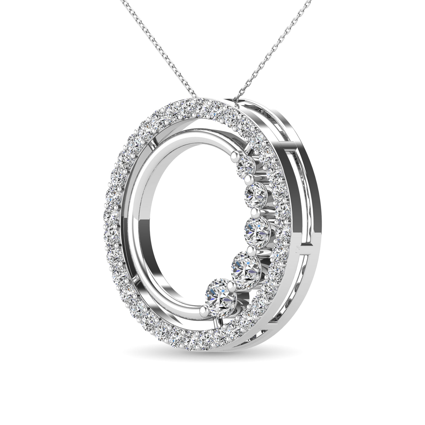 Diamond 3/8 Ct.Tw. Circle Pendant in 14K White Gold